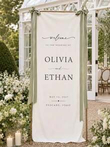 1pc - Personalized Linen Wedding Banner, Customized Wedding Welcome Sign, Modern Wedding Decoration, Elegant Reception Entrance Sign, Wedding Gifts, Welcome Gifts, Bride's Party - Multicolor - View 5