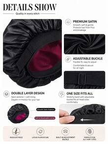 Double Layer Satin Cap, Adjustable Hat, Suitable For Women's Sleep Cap, Double-Sided Hair Net - A - View 7