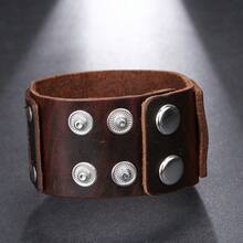2 Pcs Jewelry Vintage Hand Woven Smooth Leather Bracelet Cuff Wide Leather Bracelet For Men's Accessories - Leather Bracelet - View 7