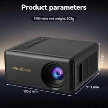 Portable Projector, USB Connection, Native 720p, Supports 1080P, Equipped With Remote Control, Suitable For Smartphones, Tablets, Laptops And LCD Screens - Black - View 6