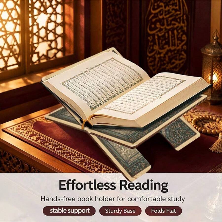 حامل قراءة قابل للطي بتصميم ديك ديك ونقشة إكليل زهري، 2D مسطح، 1 مجموعة، رihal متعدد الاستخدامات للمنزل والمكتب وموسم العودة للمدارس، وضع مستقر للكتب المقدسة والمجلات وكتب الطبخ، حماية الكتب من الانزلاق بدون تجعيد الصفحات، تخزين محمول وسهل الحمل، هدية عملية صغيرة للأصدقاء والعائلة - متعدد الألوان 1 - مشاهدة 1