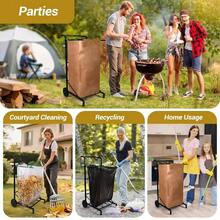 Carrito De Bolsa De Basura Mejorado Con Cesta De Almacenamiento Y Mango Ergonómico, Soporte Ajustable Para Bolsas De Hojas Para Exteriores De 30 A 45 Galones De Capacidad, Ideal Para Limpieza De - Multicolor - View 8