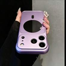 Magnetic Shockproof Phone Case Compatible With IPhone, Large Opening Full Camera Lens Protection, Matte Wavy Pattern Anti-Fingerprint Protective Cover, Compatible With Wireless Charger, Designed For Women, Suitable For IPhone 18/Ultra/17/16/15/14/13/12 Series - Purple - View 4