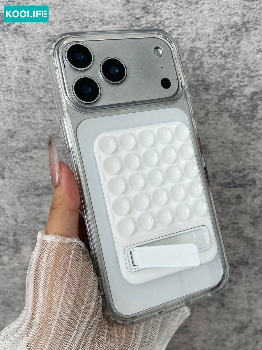 KOOLIFE 2合1透明防震手機殼，附可拆卸吸盤支架免持架，適用於 iPhone 18 Pro Max、17、17 Pro Max、16 Pro、15 Pro Max、13 Pro、15、14、14 Pro、13 - 透明+白色 - 查看 1