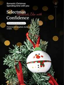 5Pcs New Mini Round Christmas Tin Balls, Cute Snowman & Reindeer Hanging Ornaments, Small Storage Tin Boxes, Xmas Tree Decor, Holiday Party Gift Boxes - View 6