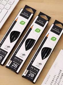 1/12pcs Black 2B Pencils, Student Learning & Exam Pencils, Student Stationery Pencil Set, Suitable For Exam Hall, Sketching, Drawing, Daily Writing, Homework, Back To School Supplies, Art Supplies - Multiple Styles - View 1
