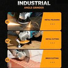 TORPOW High Power Brushless Cordless Angle Grinder 125mm Disc 10000RPM M14 Spindle Handheld Lithium Battery Grinding Polishing Cutting Rust Removal Multi-Function Electric Tool - Blue - View 3