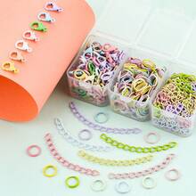 200pcs/Box DIY Keychain Accessories Making Kit, Random Mixed Colors, Includes 50pcs Lobster Clasps, 50pcs 4-Section Extension Chains, 100pcs Jump Rings, Zinc Alloy Spring Clasps, Bead Connectors, Suitable For DIY Dolls, Plushies, Keychains, Bag Charms, Key Chains, Portable Hook Accessories Making Materials, DIY Keychain Accessories Making - Lobster Clasp & Jump Ring & Tail Chain - View 10