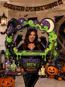 Halloween Photography Props, Fun Polyester Hollow Out Party Props, Equipped With Witch Magic Jars, Ghost Castles, Black Cats, Interactive Photo Booth Decorations, Suitable For Trick Or Treat Parties, Halloween Party Decorations, And Home Decor Items - A - View 6