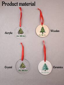 Custom Romantic Christmas Tree Ornament, Personalized Couple Name Holiday Hanging Decor, Watercolor Tree Pendant For Christmas Tree, Customized Festive Home Keepsake, Customizable Name Christmas Gift, Christmas Decorations, Room Decor, Family, Lovers - Style a - View 3