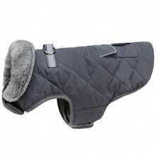 Dog Winter Coat With Plush Insulation Dog Jacket With D-Ring Reflective Tape Pocket Design Adjustable Hook And Loop Pet Vest Suitable For Medium And Large Dogs - Dark Grey - View 4