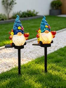 1pc Resin Gnome Solar Garden Stake Light, Fairy Statue Landscape Light, Waterproof Outdoor Decorative Light, Suitable For Lawn, Patio, Yard, Pool, Garage, Christmas Holiday Atmosphere Decoration - Multicolor - View 8