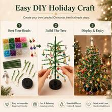 2 Set DIY Beaded Tree Craft Kit, Halloween Pumpkin, Ghost And Purple Bead Theme Handmade Ornament Making Supplies For Tabletop Decor, Home Display, Craft Projects, Seasonal Party Decoration, Creative Gifts And Holiday Room Decor - DIY Handmade Beading - View 3