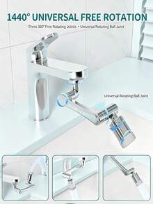 1440° Universal Swivel Faucet, Heavy-Duty ABS With Metallic Surface, 2-In-1 Dual-Mode Extendable Retractable Faucet Nozzle With Anti-Splash Connector, Mechanical Arm Design, Easy Installation Compatible With Extender, Booster, Expander, Filter, Rotatable Manual Faucet, Modern Durable Faucet For Bathroom, Commercial Or Gift, Kitchen Sink Extender, Balcony Faucet, No Drilling Required - Multicolor - View 11