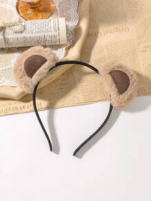 1pc Cute Plush Bear Ears Headband Fuzzy Fluffy Animal Hair Hoop For Party Amusement Park Cosplay Hair Accessories - Multicolor - View 9