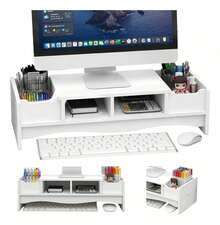 Soporte Monitor Escritorio De Madera De 2 Nivele Organizador YMYM - Granate - Ver 1