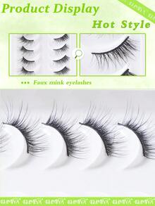 Half Eyelashes Corner Lashes Natural Lashes Half Lashes Faux Mink End Lashes Corner Eyelashes 3/4 Lashes Wispy 10 Pairs - Black - View 3