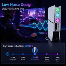 DATA FROG Cooling Fan Compatible With PS5 Slim, RGB Quiet Cooler With 3-Level Adjustable Speeds & USB 3.0 Pass-Through Port - View 5