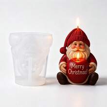Christmas 3D Faceless Gnome Holding Heart Candle Mold DIY Aromatherapy Plaster Decor Silicone Mold - Christmas Gnome - View 3