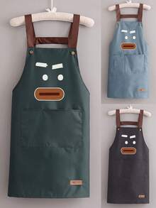 1pc Solid Color Funny Pattern Double-Sided Waterproof Barista Apron, Suitable For Hairdresser, Coffee Shop, BBQ, Bar, Catering, Painting And Other Scenarios, Unisex Home Kitchen Workwear - Multicolor - View 7