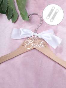 Wedding Hanger Set, Wooden Wedding Dress Hanger, Suit And Off-Shoulder Dress Hanger With Ribbon, Suitable For Bride And Groom, Perfect For Wedding Dress And Suit, Wedding Accessories, Wedding Decoration Items - Multicolor - View 14