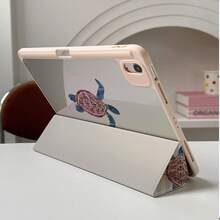 1pc Pink Striped Sun Print Tablet Protective Case With Pen Slot, Multi-Angle Magnetic Stand, Auto Sleep/Wake Support, Compatible With IPad PRO/AIR, Pad 5/6/7, MatePad - Multicolor - View 7