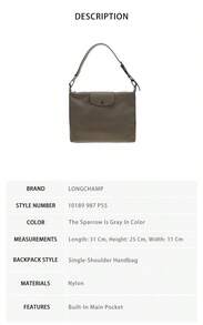 Tas Bahu Wanita Longchamp Le Pliage Xtra Series Warna Polos 10189 987 P55 - Merpati abu-abu 10189 987 P55 - View 8