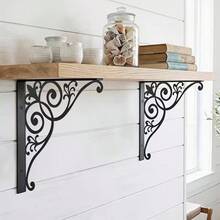 2D Flat, 1pc European Vintage Carved Metal Bracket, Space-Saving, Wall-Mounted (Drilling Required), Multi-Functional Practical Shelf - A - View 5