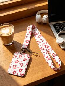 Cute Cherry Bow Pattern ID Card Holder, With Delicate Cherry Pendant Decoration And Anti-Loss Lanyard, Student Card Storage Box, Student ID Card Holder, Bus Card, Bank Card, ID Card Storage, Portable Card Holder Bag Charm, Suitable For School, Office, Travel, Shopping And Other Occasions, Perfect Back To School Gift, Teacher's Day Gift, Birthday Gift, Halloween Christmas Gift - Multicolor - View 8