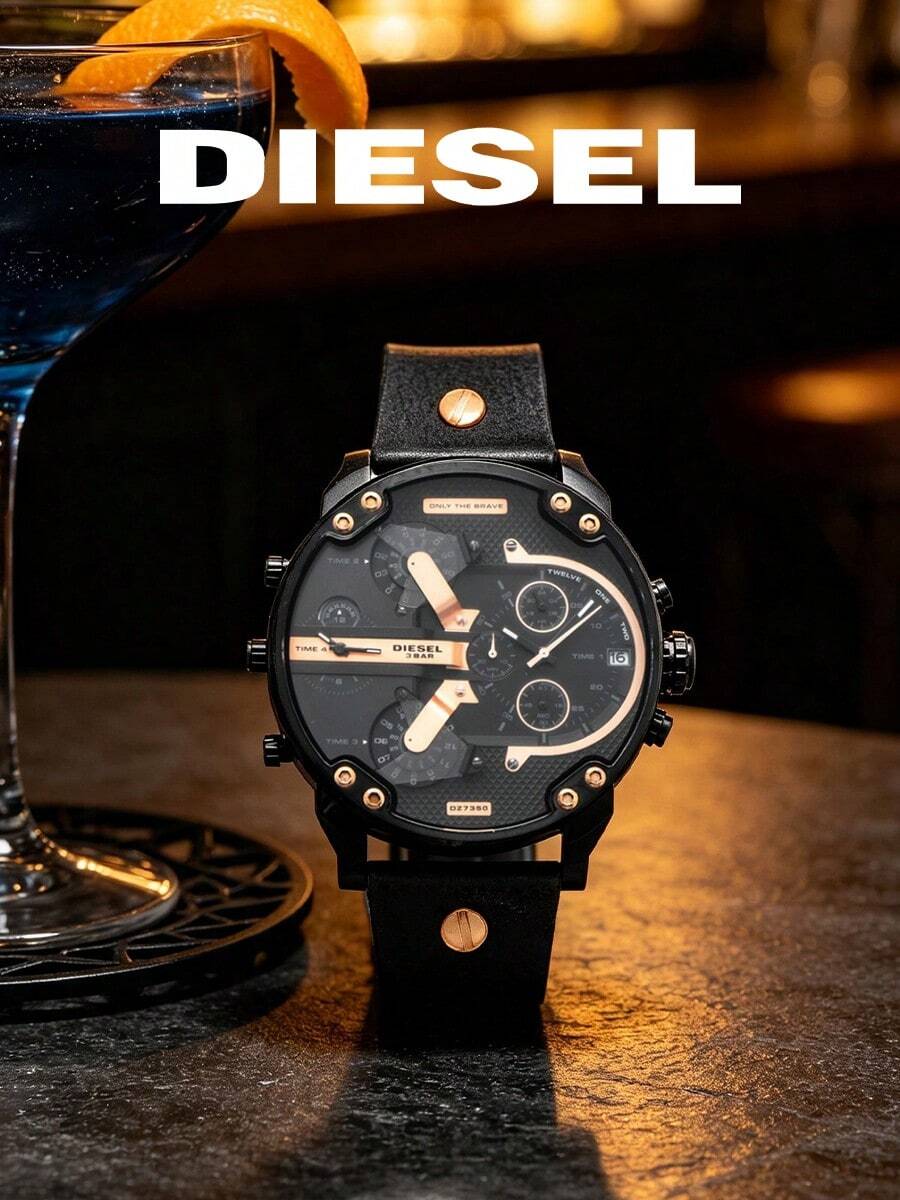Diesel Men's Black Oversized Chronograph Watch, Bold Multi-Function Dial, Statement Wristwatch For Streetwear & OOTD DZ7350 - Black - View 1
