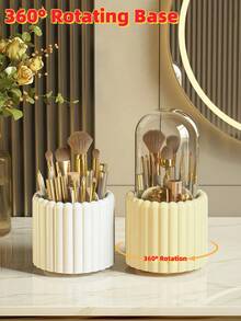 1pc Rotating Makeup Brush Holder, Fashionable Minimalist With Transparent Lid Pen Holder, Cosmetic Storage Tube, Rotating Skincare Storage Box For Vanity, Cosmetic Storage Box, Vanity Storage Box - View 6
