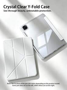 1 st transparent akryl Y-vikande vitt surfplattaskydd kompatibelt med iPad Mini6/Mini7/10.2/10.5/Air4/Air5/10.9/Pro11"/10th/Air 11-In.(M2)-2024/ Pro 11-In.(M4)-2024/ Air 11-Inch (M3) 2025/ (A16) 11 Inch 11th Generation 2025-modeller, flervinkligt justerbart ställ, inbyggd pennplats, högtransparent akrylskal på baksidan, stötsäkert, viloläge/väckning, minimalistiskt/klassiskt/casual skyddande skal - Vitt - Visa 1