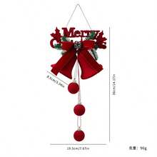 Christmas Red Cute Exquisite Bell Nordic Style Flocked Bow Hanging Ornament, Christmas Window Hanging Decoration - Red - View 15
