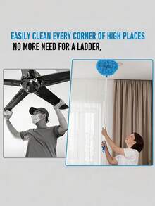 1pc Extendable Microfiber Ceiling Fan Duster, Washable And Reusable Dusting Tool, Multi-Functional Home Cleaning Tool, Suitable For High Ceilings, Furniture, Car Interior, Cleaning Supplies, Home Goods, Car Accessories, Household Cleaning Supplies - A - View 6