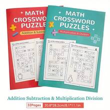 32-Page Math Puzzle Workbook, Fill-In-The-Blanks Within 20, Mental Math Addition Subtraction Multiplication Division, Brain Training Activity Book With Answers, Preschool Kindergarten Home Education Learning, Educational Back To School Gift - A - View 11