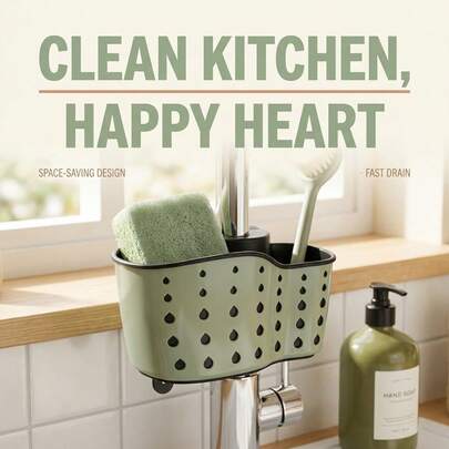 One Wall-Mounted Sink Drain Basket With Silicone Storage Sponge And Dishcloth, Kitchen Supplies, Creative Kitchen Tools For Restaurants, Kitchen Accessories.Kitchen,Kitchen Decor And Accessories,Kitchen Gadgets,Sink Drain Strainer,Kitchen Essentials