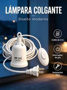 3m E27 Pendant Light Extension Cable With Switch, Hanging Lamp For Terrace And Balcony - US A Type Plug(110-127V) - View 2