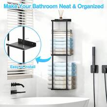 Bathroom Wall-Mounted Storage Rack, Space-Saving Wall-Mounted Organizer Unit For Bathroom Accessories, Quickly Organize Toiletries - Multicolor - View 5