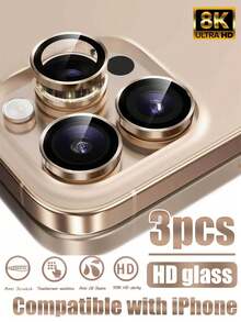MIGAE 3 buah - Pelindung Lensa Kamera 18 Pro/18 Pro Max/17 Pro Max/17 Pro/16 Pro Max/16 Pro, Pas Tak Terlihat 1:1, Kaca Tempered 9H Ultra Jernih, Penutup Kamera Independen Logam, Aksesori Ponsel, Kompatibel dengan Casing Ponsel, Emas Gurun - Coklat - View 37