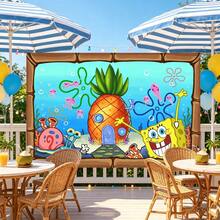 WPETLE Pineapple House Underwater Backdrop, Cartoon Photography Background, Children's Birthday Party Wall Decor - Multicolor - View 3