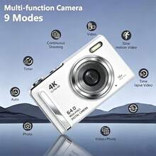 4K Ultra HD 數位相機，64MP 照片，16倍數位變焦，防震便攜式 Vlog 相機，支援 OTG 連接，1200mAh 電池，長效續航，多色可選，適合學生與內容創作者的便攜旅行相機 - 查看 1
