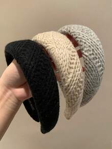 1pc Minimalist Chunky Knit Wide Headband, Elegant Versatile High-Crown Hair Accessory For Women - Multicolor - View 1