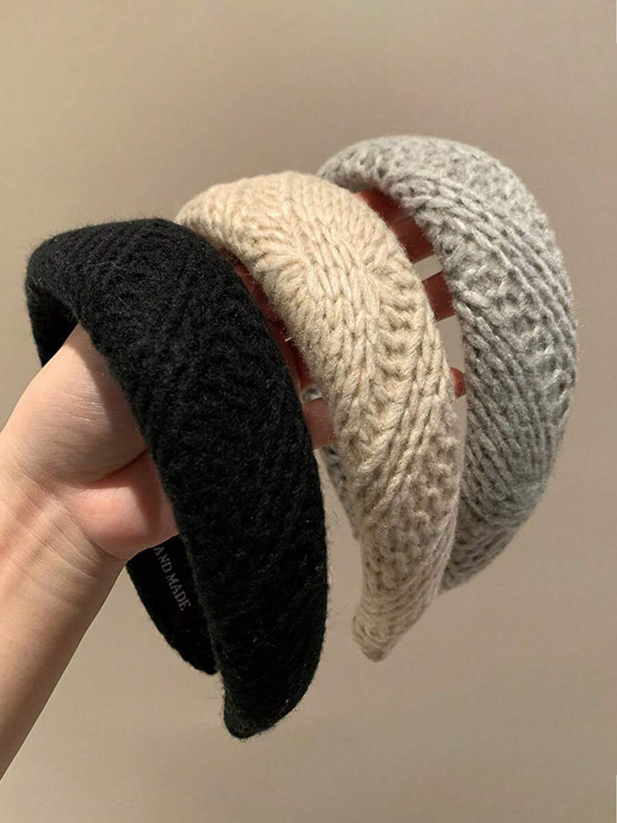 1pc Minimalist Chunky Knit Wide Headband, Elegant Versatile High-Crown Hair Accessory For Women - Multicolor - View 1