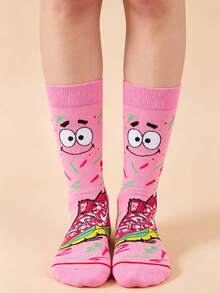 SpongeBob SquarePants 1/5/10雙隨機款 SquarePants 卡通中筒襪，適合街頭風與休閒穿搭，可愛校服與日常穿著 - 彩色 - 查看 7