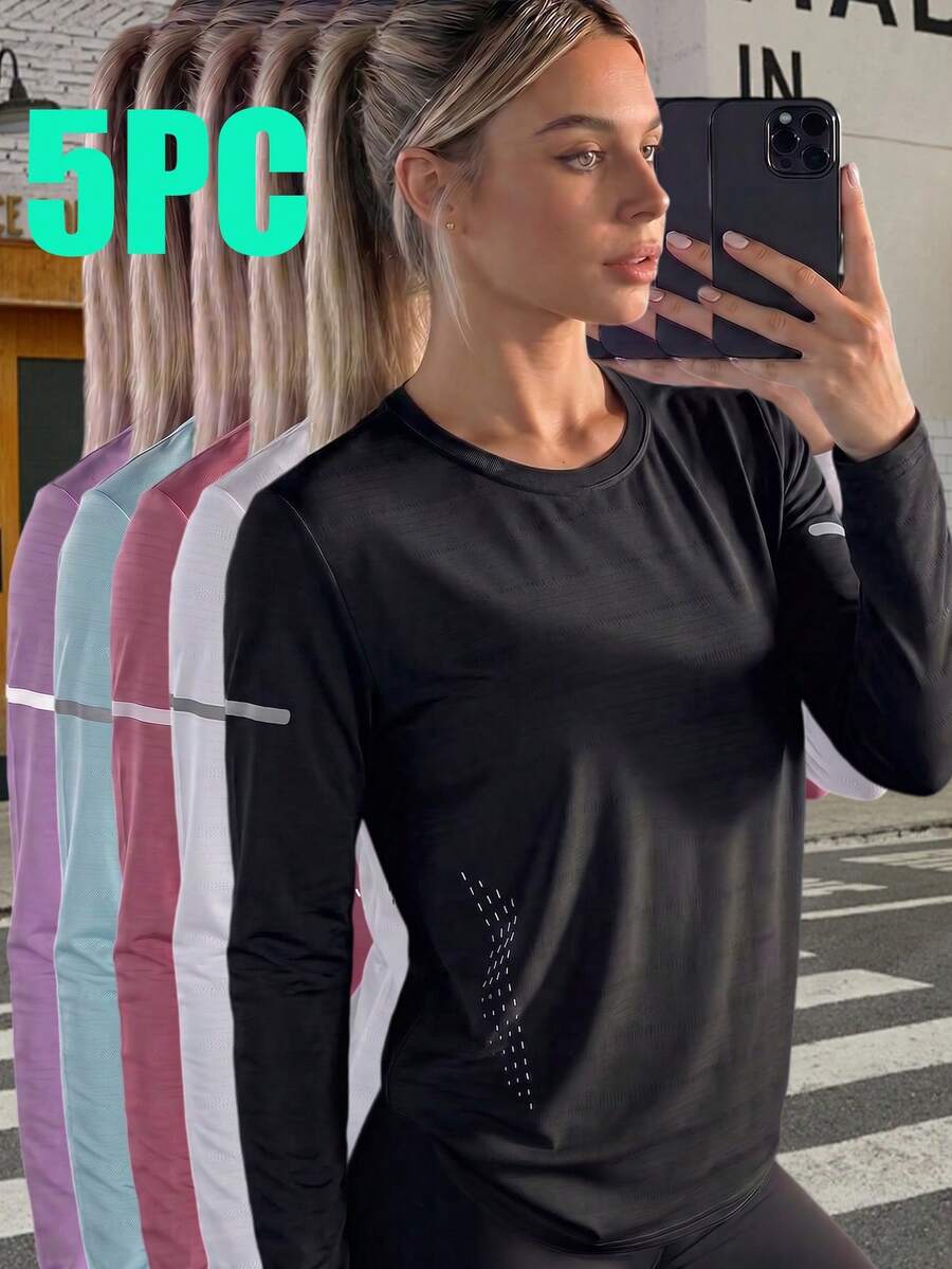 Women's Spring/Autumn Outdoor Casual Quick-Dry Long Sleeve 5-Piece Set, Suitable For Home Wear, Office, Camping, Party And Sports Multi-Function Outfit - Multicolor - View 1
