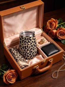 1pc/5pcs 12oz Stainless Steel Insulated Wine/Coffee Cup For Couples, With Sliding Lid, Boyfriend Birthday Gift Holiday Gift Cream Bottom Classic Black Leopard Print Egg-Shaped Insulated Water Cup, Fashionable Leopard Print Portable Drinking Cup, Suitable For Party, Daily Use And Gift Queue Gathering Photo Lovers Sisters All Seasons - Multicolor - View 1