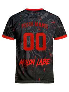 Greek Spartan Warrior Style Customized Men's Soccer Jersey & Customizable Name & Number & Round Neck Lightweight Soccer Sports Top & Suitable For Soccer Matches, Training, Daily Wear, Gifts - Black - View 3