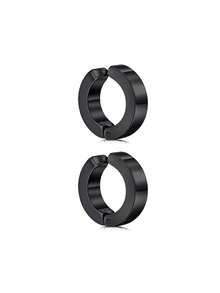 Clip On Stud Earrings For Men Polaris Geometry Circle Punk Fake Earrings Stainless Steel Non Piercing Silver Black Not Easy To Fall Halloween Jewel - Multicolor - View 16