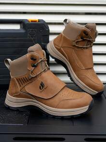 Unisex High-Top Hiking Boots, Breathable And Comfortable Upper, Durable Outsole, Steel Toe Design, Suitable For Outdoor Hiking, Walking, Camping, Travel - Brown - View 7