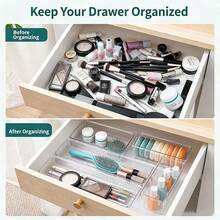 25pcs/9pcs/7pcs Transparent Drawer Organizer Set With Drawer Dividers, Diaper, Baby Bottle, Bibs Baby Supplies Storage Box, Multi-Functional Desktop Office Storage Organizer, Suitable For Bathroom, Baby Room, Home Items Classification Storage And Organization - Multicolor - View 4